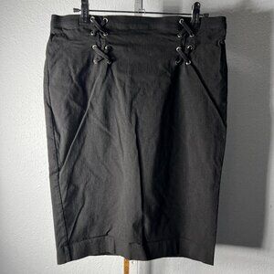 89th + Madison Black Pencil Skirt w Cross Lacing Feature SZ Med
